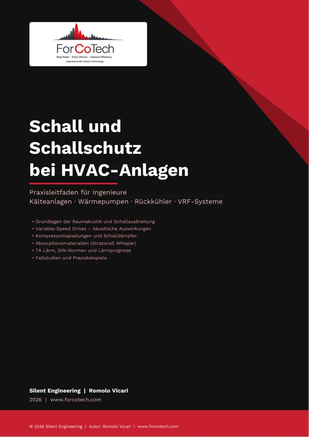 Titelseite des Praxisleitfadens „Schall und Schallschutz bei HVAC-Anlagen“ von ForCoTech